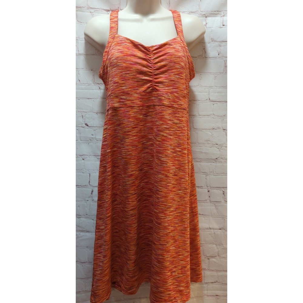 Orange Multi-Stripe Sleeveless A-Line Dress